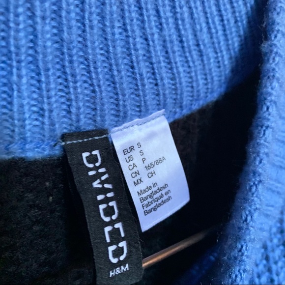 H&M - black, cream & blue knitted sweater Sz S - Picture 3 of 5